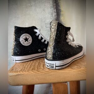 Converse Chuck Taylor All Star Black Glam Glitter Sneakers, size women’s 9.5